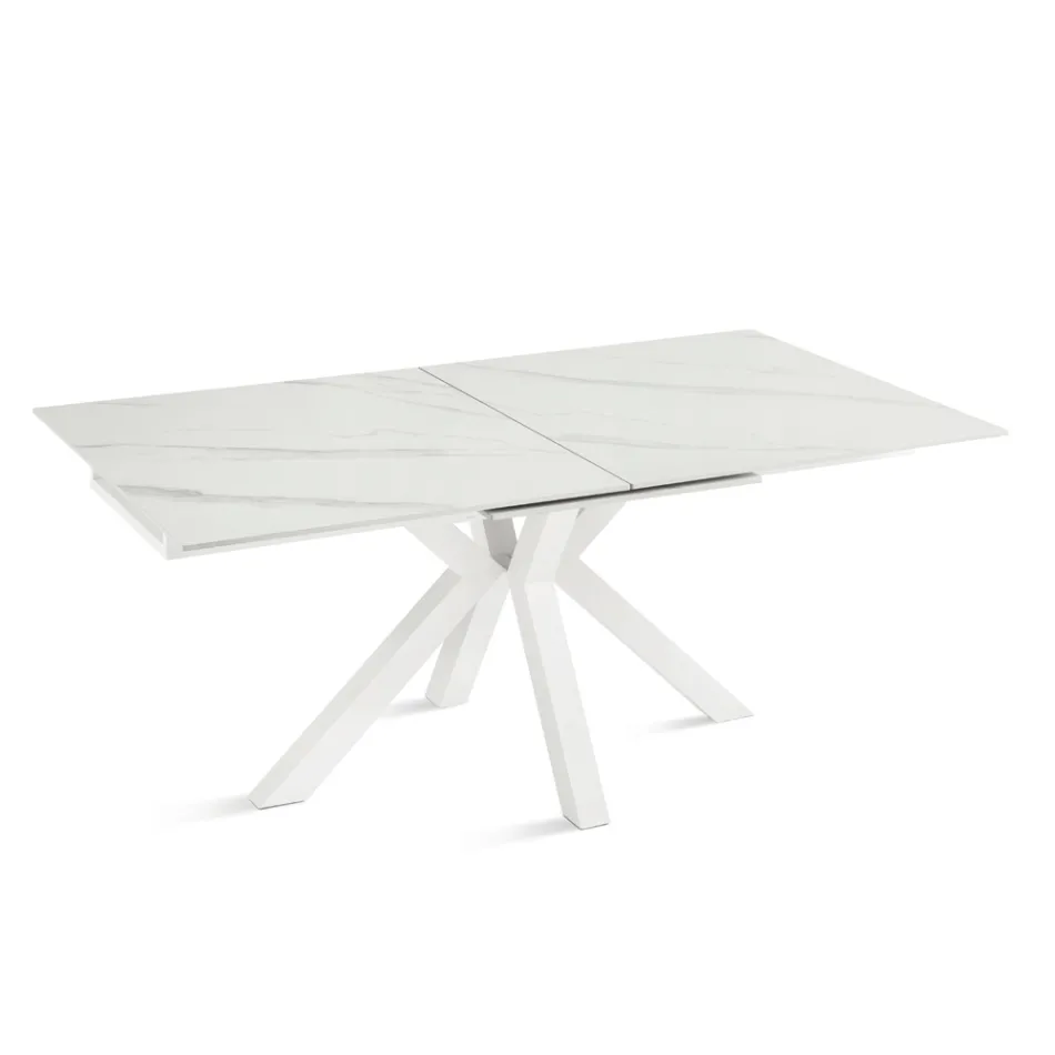 Extendable Table 180/240x100 cm in Sintered Stone with a Marble Effect - Loggia Viadurini