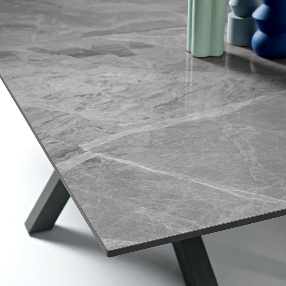 Extendable Table 180/240x100 cm in Sintered Stone with a Marble Effect - Loggia Viadurini