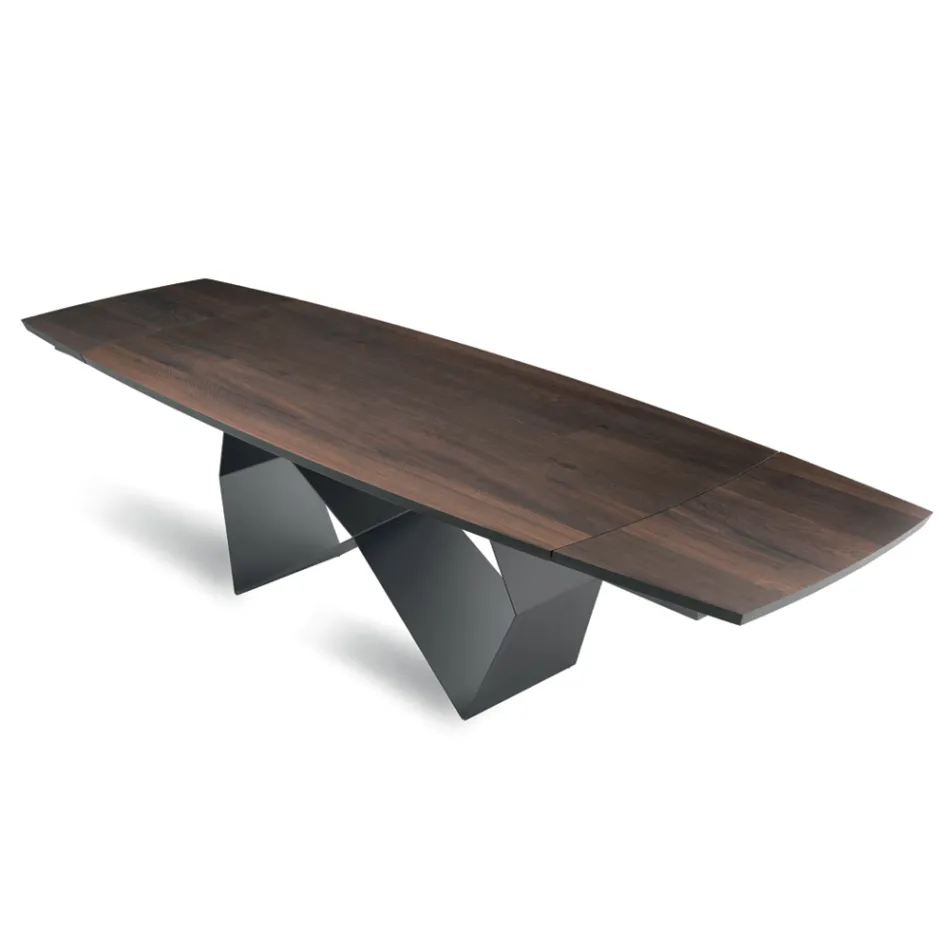 Extendable Table 200/300x100 in Oak Veneer and Metal - Cross Viadurini