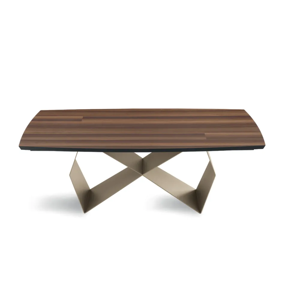 Extendable Table 200/300x100 in Oak Veneer and Metal - Cross Viadurini