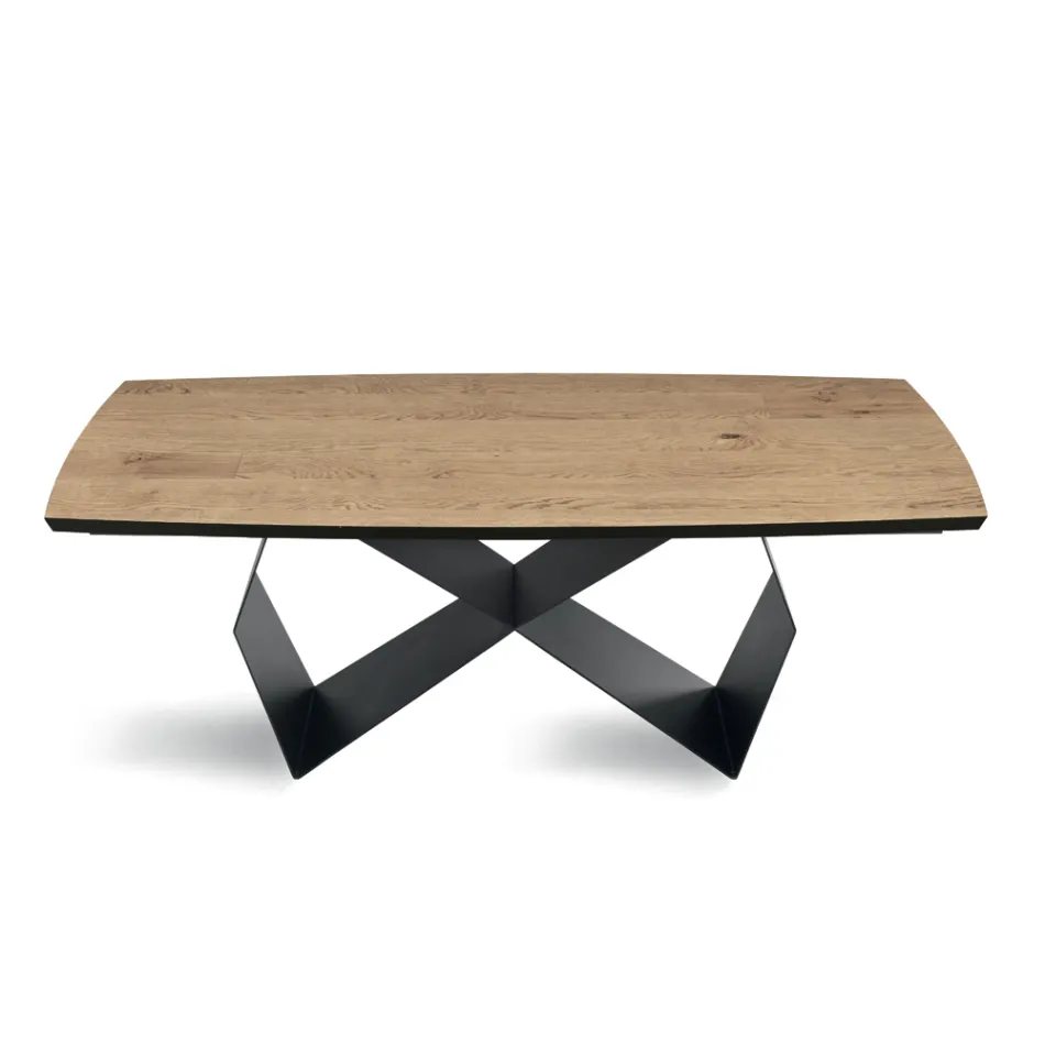 Extendable Table 200/300x100 in Oak Veneer and Metal - Cross Viadurini