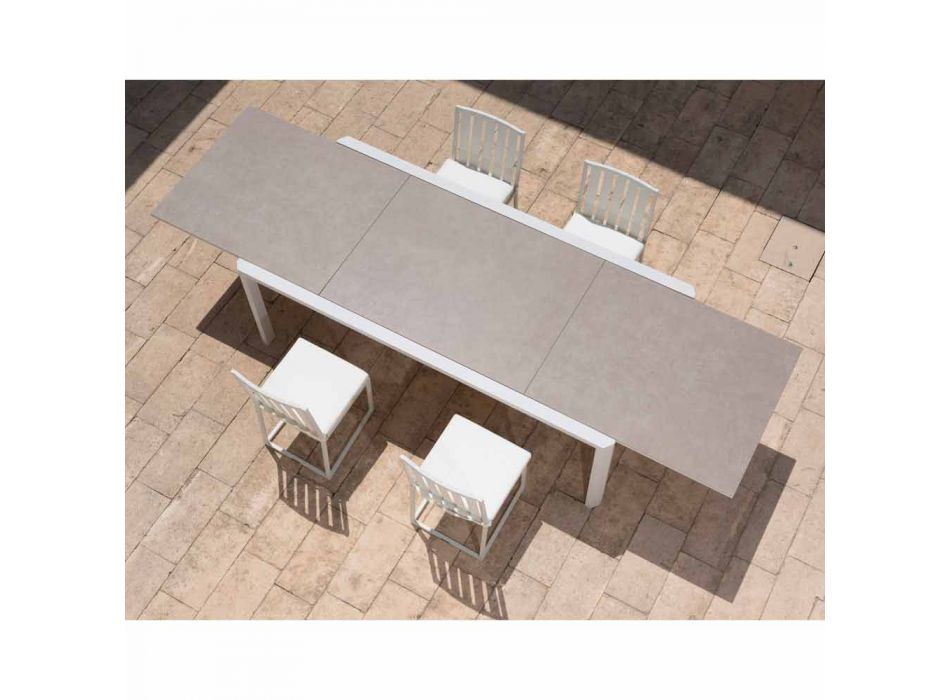Extendable Table 340 cm Outdoor Dining in Aluminum and Glass or Laminam - Julie Viadurini