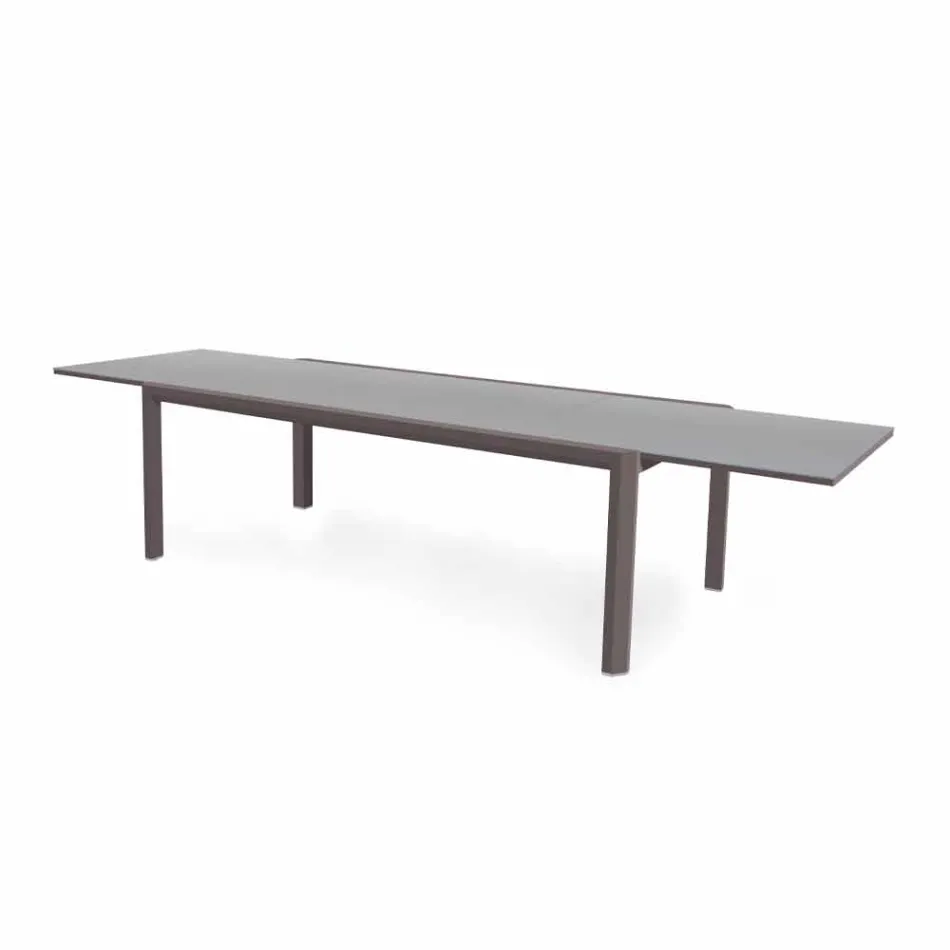 Extendable Table 340 cm Outdoor Dining in Aluminum and Glass or Laminam - Julie Viadurini
