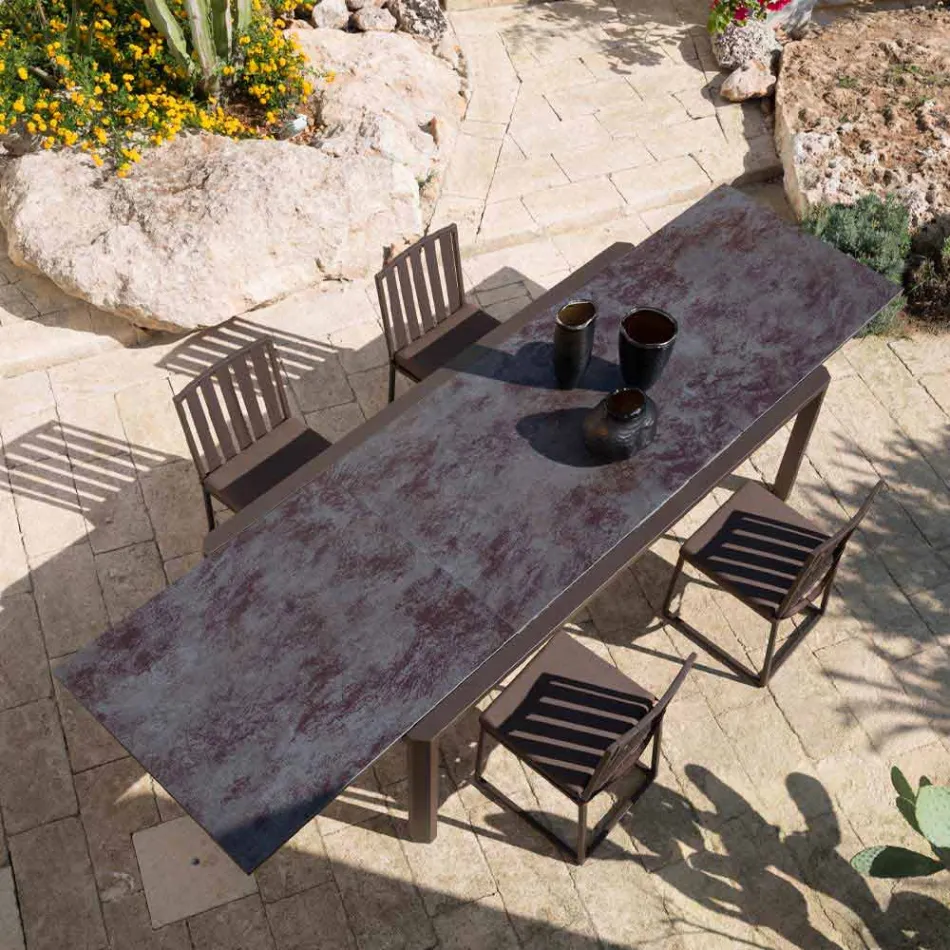Extendable Table 340 cm Outdoor Dining in Aluminum and Glass or Laminam - Julie Viadurini