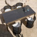 Extendable Table 340 cm Outdoor Dining in Aluminum and Glass or Laminam - Julie