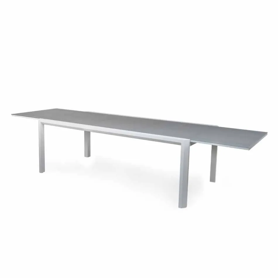 Extendable Table 340 cm Outdoor Dining in Aluminum and Glass or Laminam - Julie Viadurini