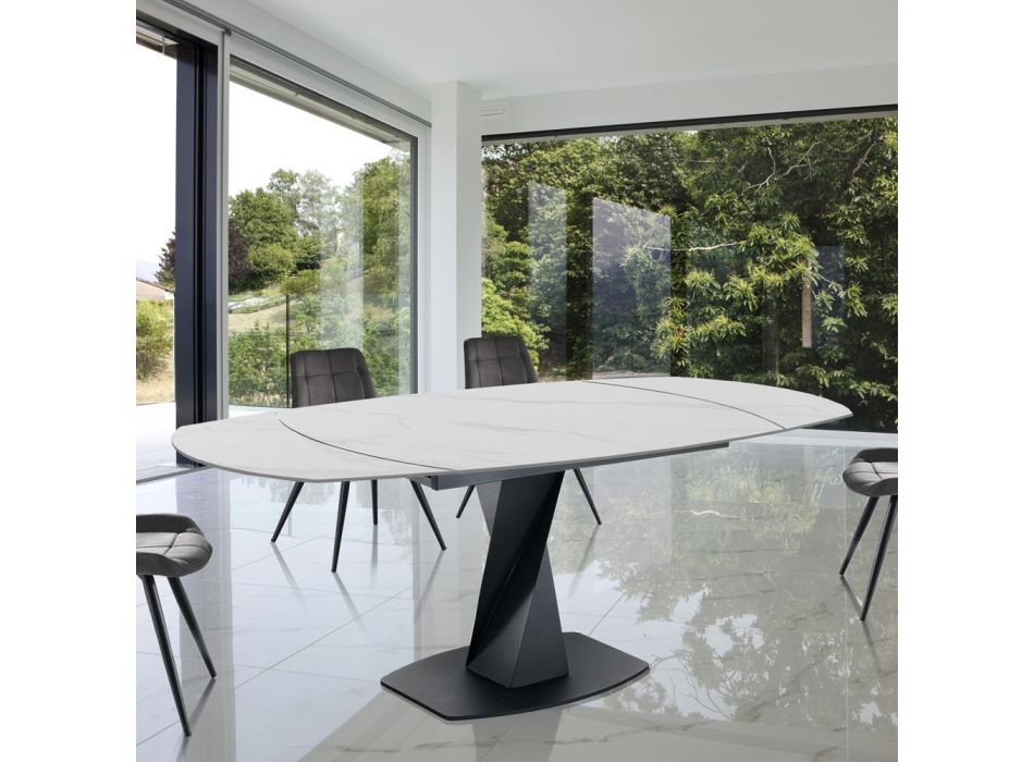 Extendable table to 165 cm in metal and ceramic - Boccanera Viadurini