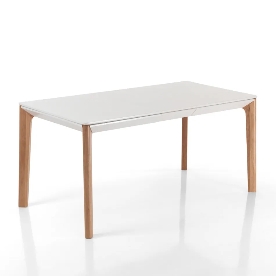Extendable table to 180 cm with solid oak and ruthenium colored wood legs Viadurini