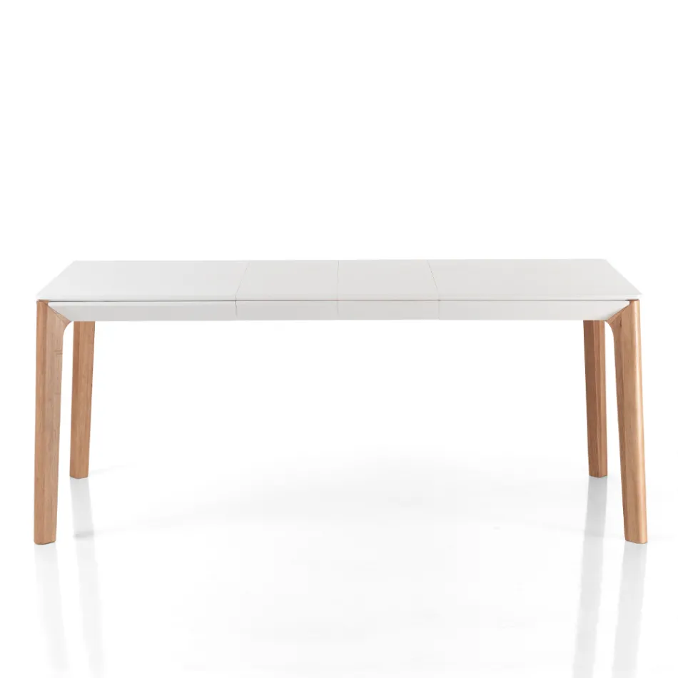 Extendable table to 180 cm with solid oak and ruthenium colored wood legs Viadurini