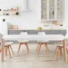 Extendable table to 180 cm with solid oak and ruthenium colored wood legs Viadurini