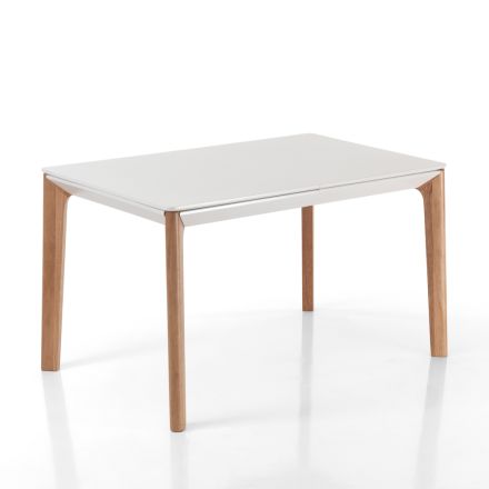 Extendable table to 180 cm with solid oak and ruthenium colored wood legs Viadurini