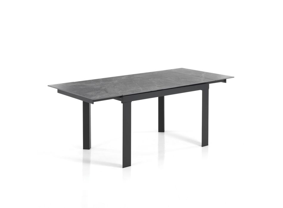 Extendable table to 180 cm in White Marble Finish - Brotola Viadurini