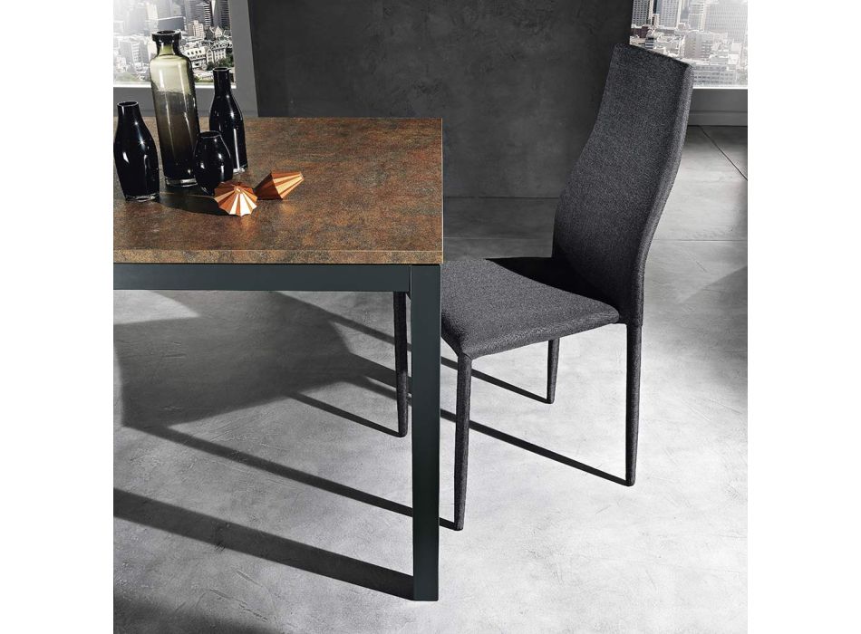 Extendable table to 180 cm in Anthracite Metal Made in Italy - Beatrise Viadurini