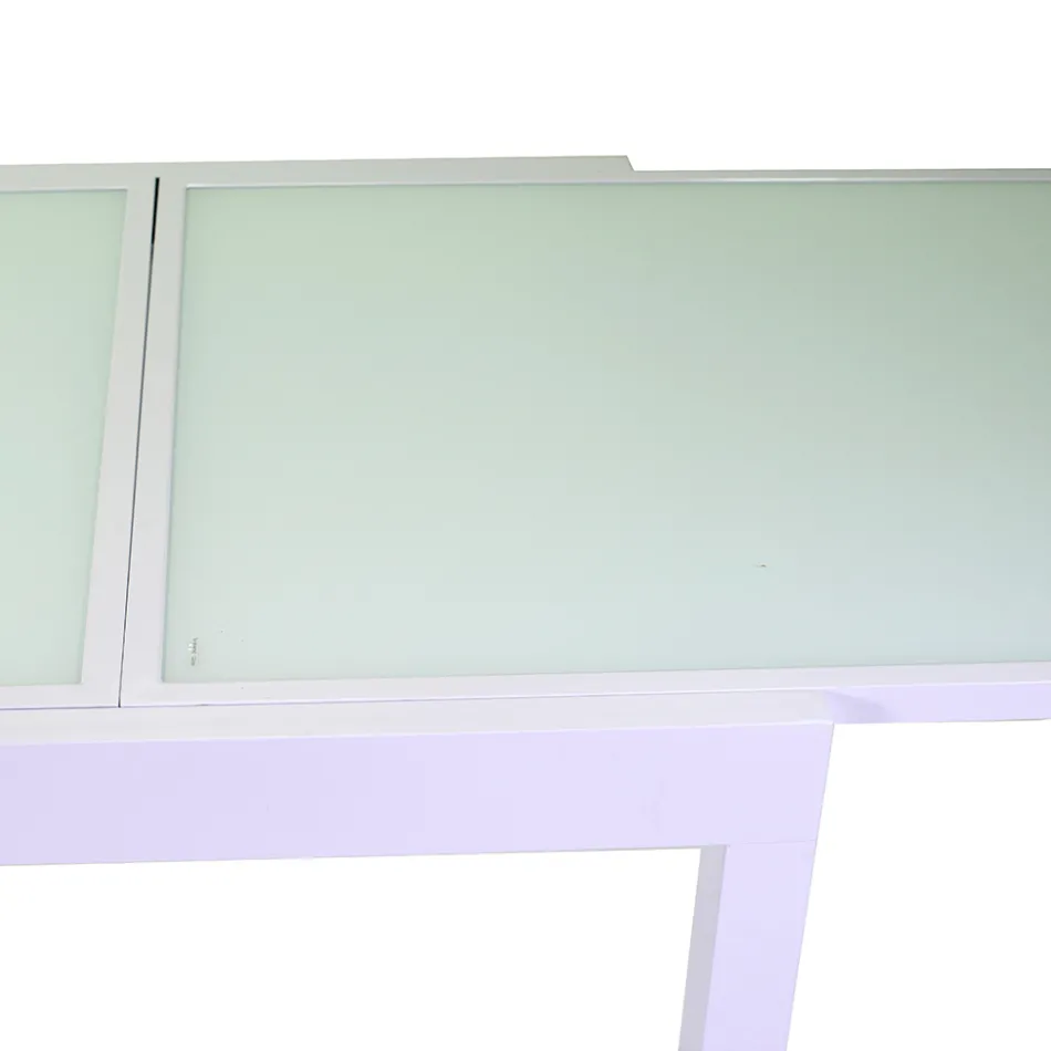 Extendable Table 180 cm or 220 cm with Tempered Glass Top - Cartellina Viadurini