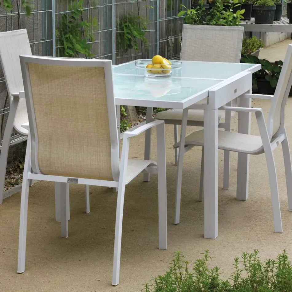 Extendable Table 180 cm or 220 cm with Tempered Glass Top - Cartellina Viadurini