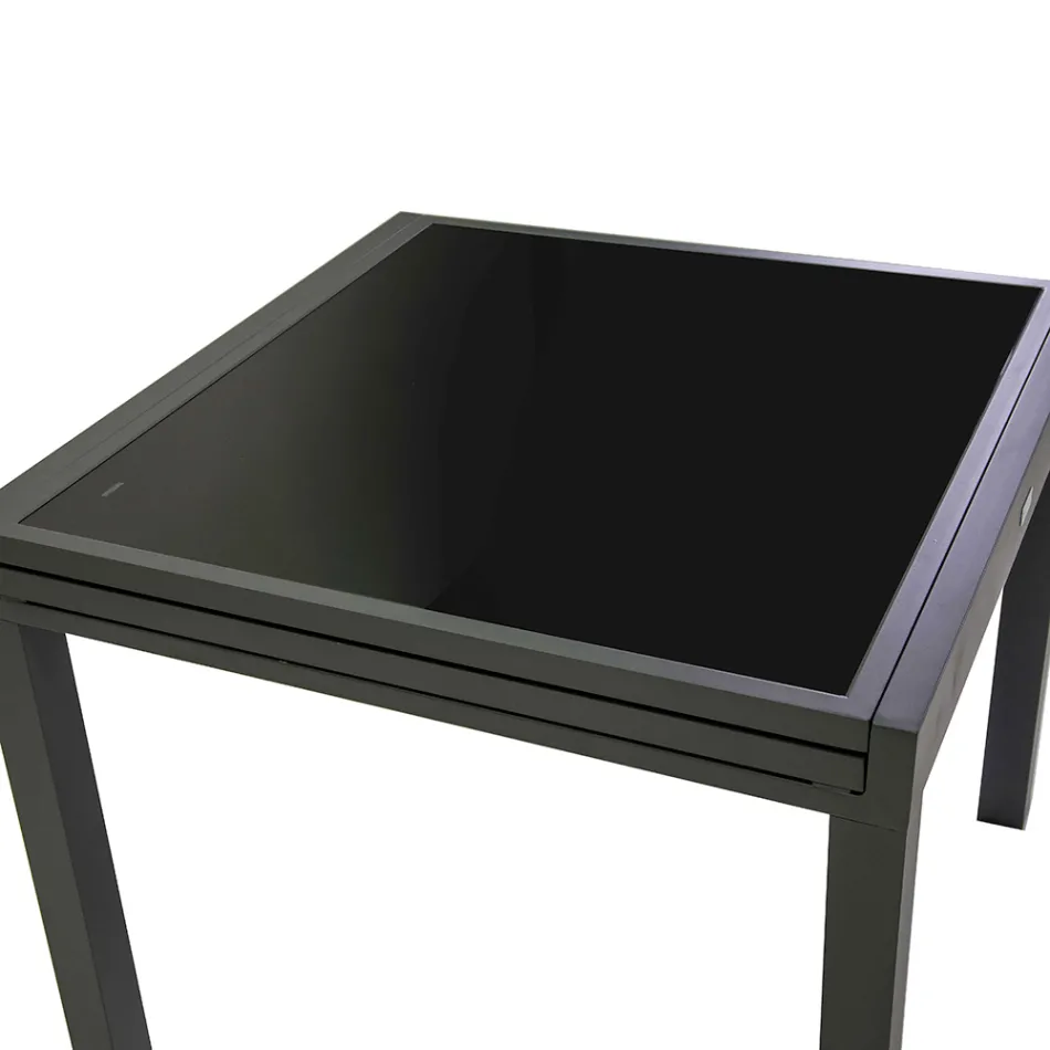Extendable Table 180 cm or 220 cm with Tempered Glass Top - Cartellina Viadurini