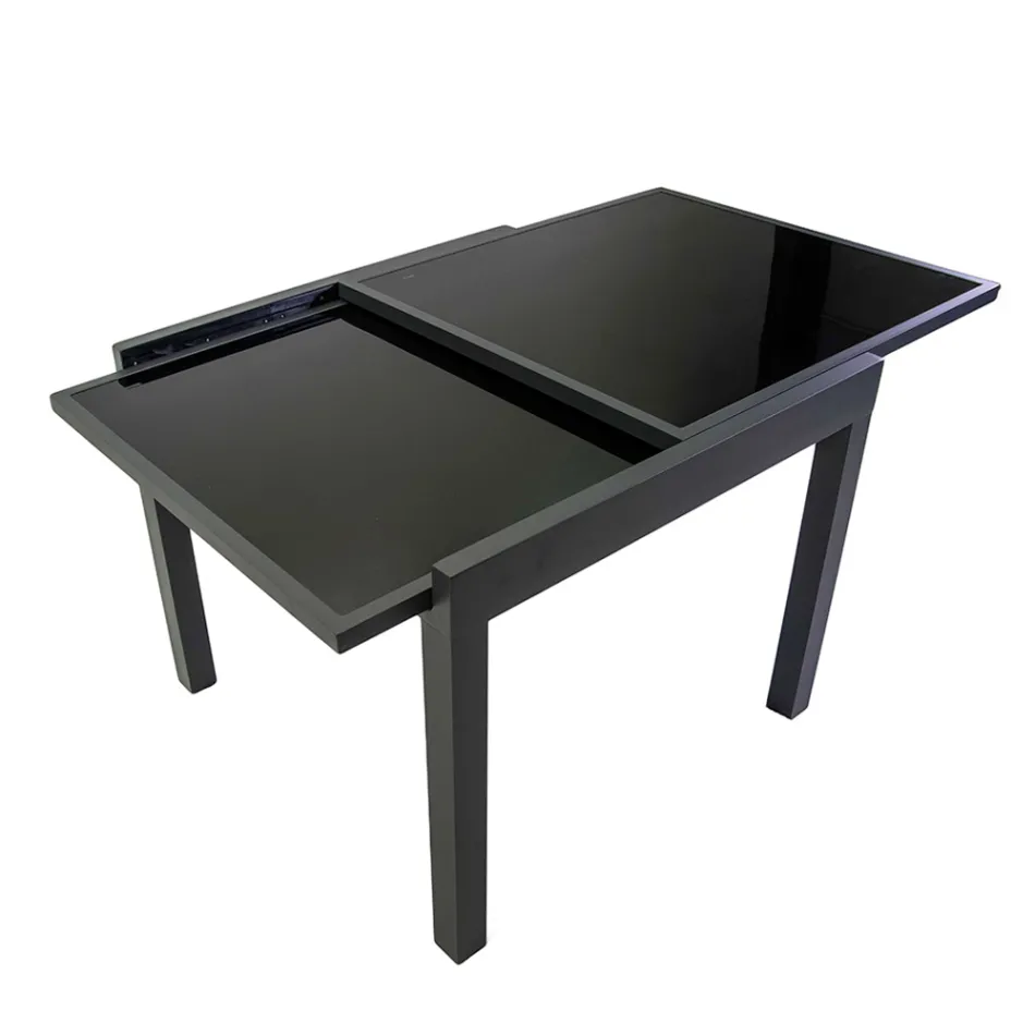 Extendable Table 180 cm or 220 cm with Tempered Glass Top - Cartellina Viadurini