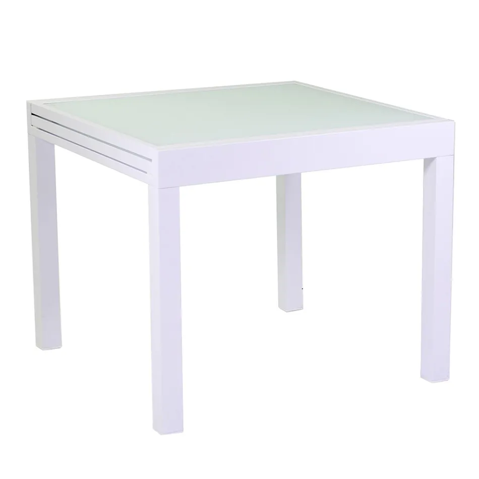 Extendable Table 180 cm or 220 cm with Tempered Glass Top - Cartellina Viadurini