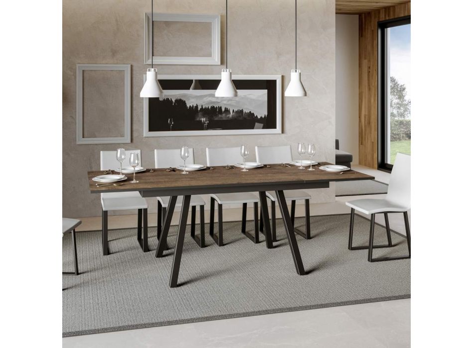 Extendable table to 180 or 220 cm in wood and iron Made in Italy - Stars Viadurini