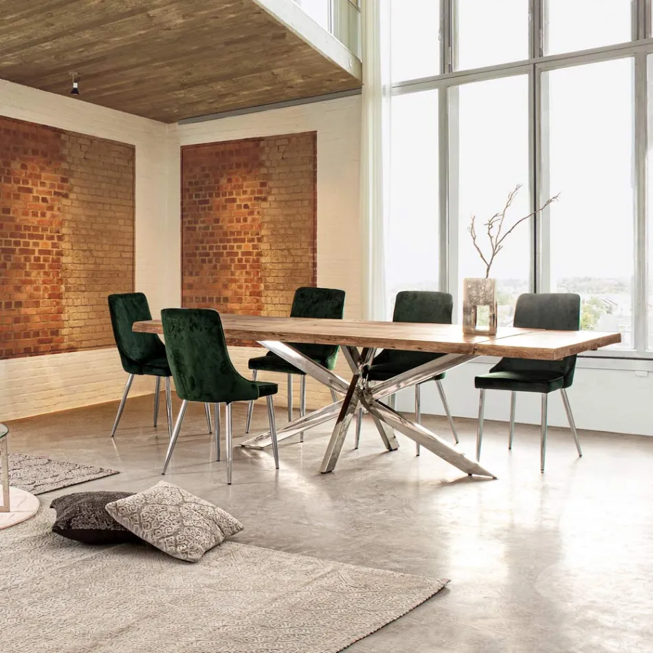 Extendable Table to 2.6 m in Handmade Wood Homemotion - Plutarco Viadurini