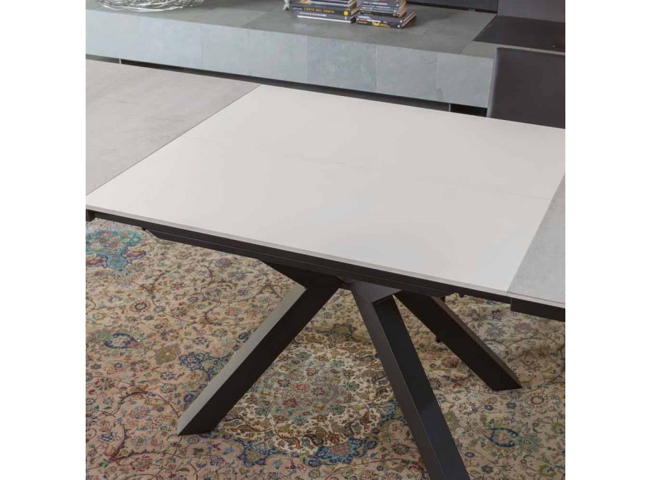 Extendable Dining Table to 2.8 m in Ceramic and Metal Legs - Paoluccio Viadurini