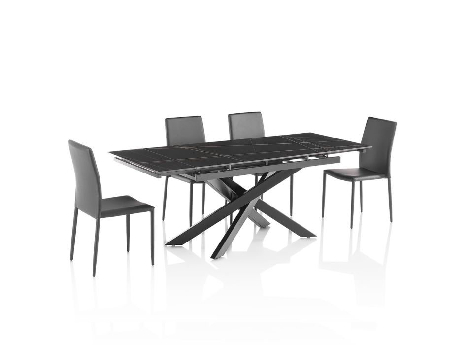 Extendable Ceramic Table to 200 cm with 4 Chairs - Aisha Viadurini