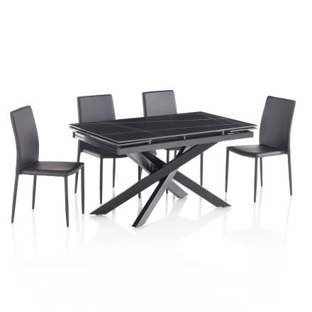 Extendable Ceramic Table to 200 cm with 4 Chairs - Aisha Viadurini
