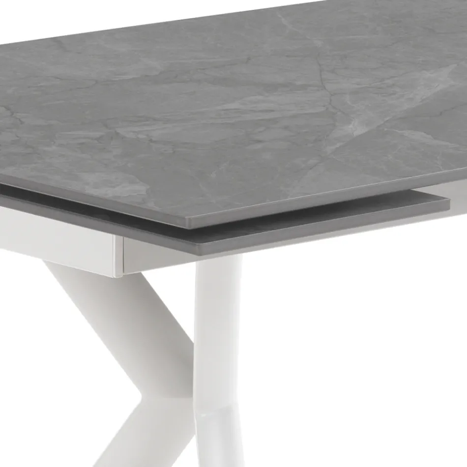 Extendable table to 200 cm in ceramic and steel - Belone Viadurini