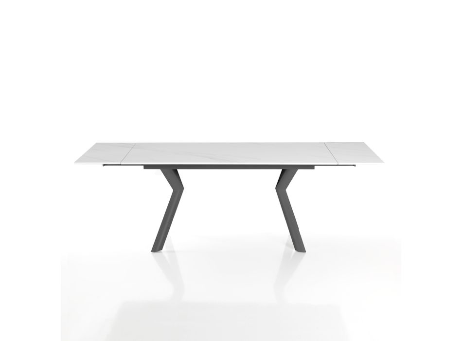 Extendable table to 200 cm in ceramic and steel - Belone Viadurini