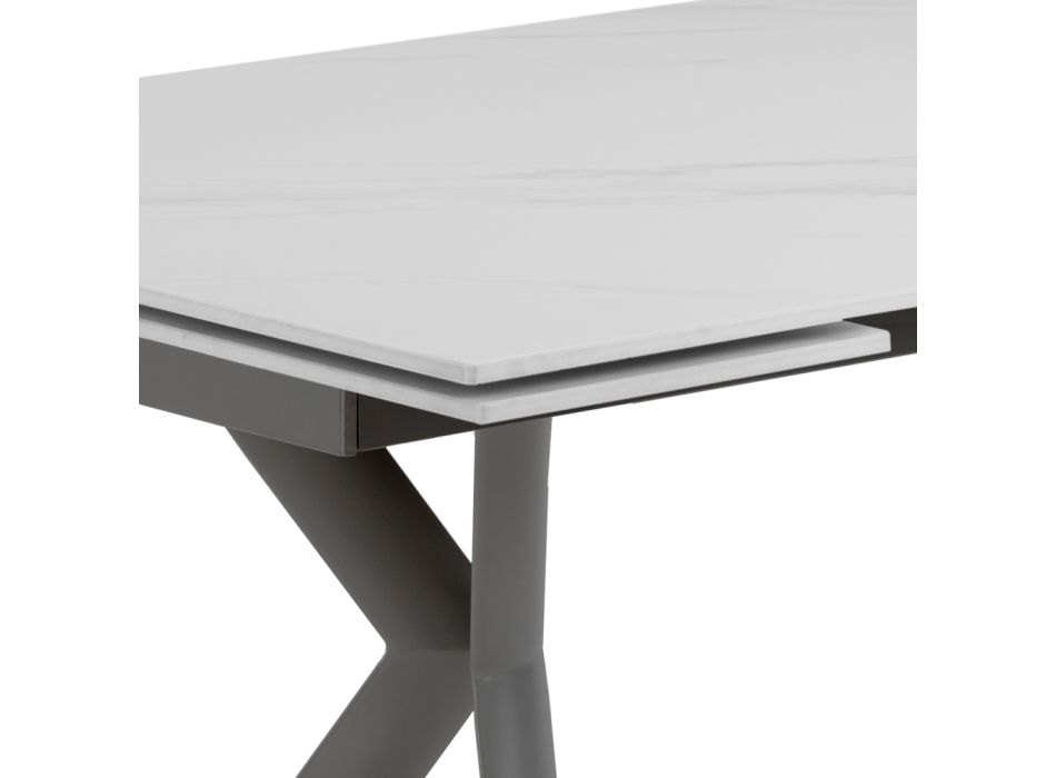Extendable table to 200 cm in ceramic and steel - Belone Viadurini