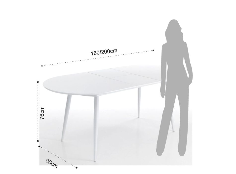 Extendable Table to 200 cm in Metal and White MDF - Lobster Viadurini