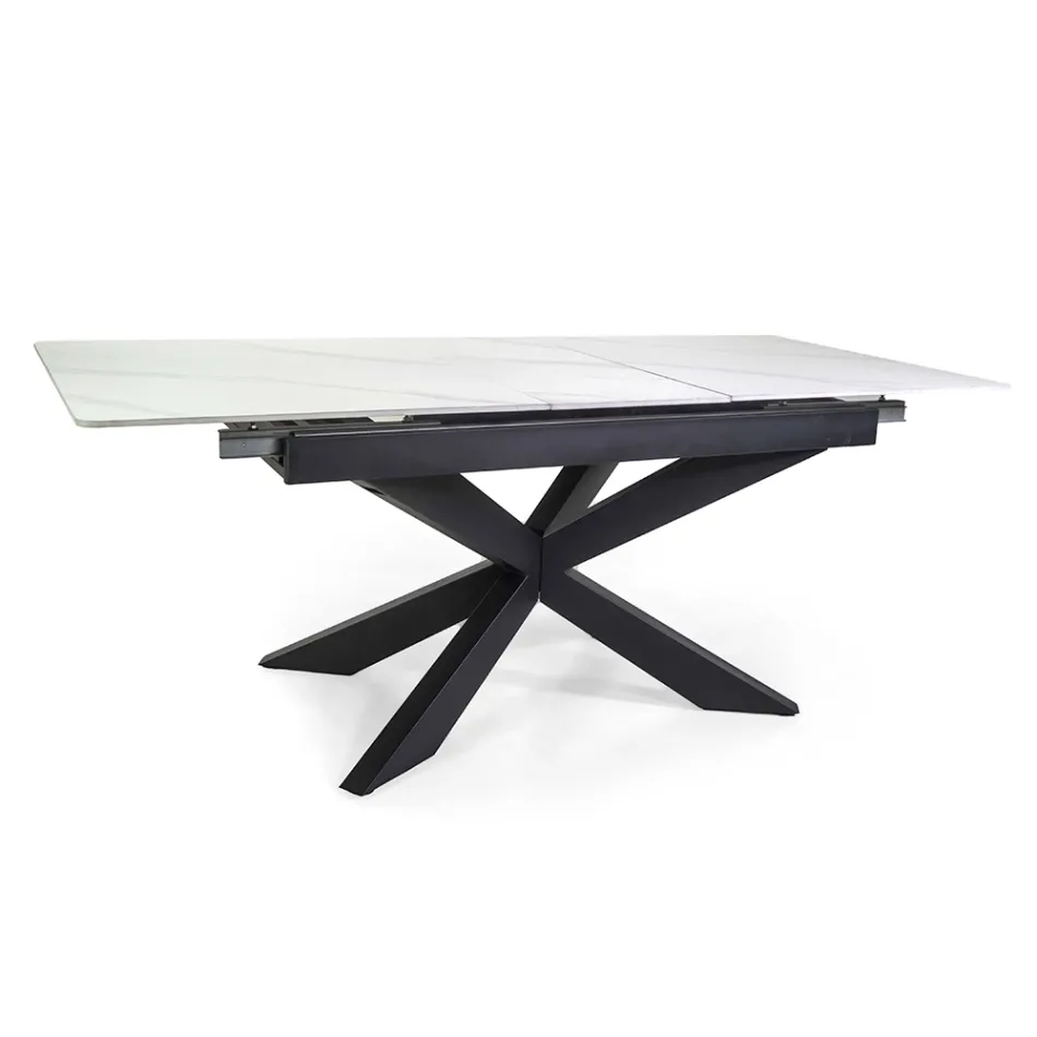 Extendable Table 200 cm in Metal and Synthetic Stone - Underwater Viadurini