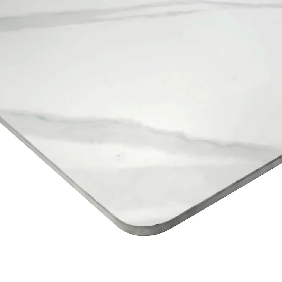 Extendable Table 200 cm in Metal and Synthetic Stone - Underwater Viadurini