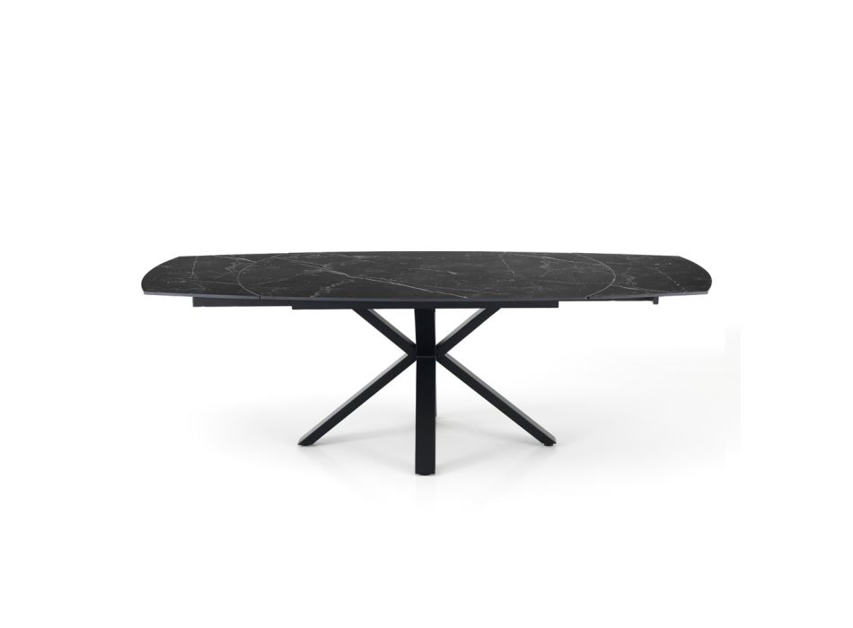 Extendable table to 210 cm in steel and ceramic - Bavosa Viadurini