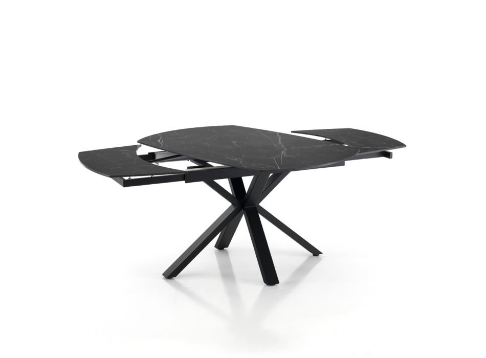 Extendable table to 210 cm in steel and ceramic - Bavosa Viadurini
