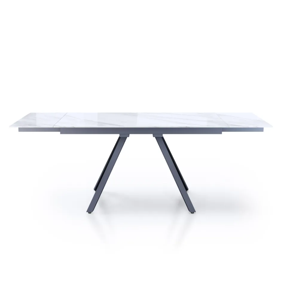 Extendable Table to 210 cm in Gray Steel and Ceramic - Canario Viadurini