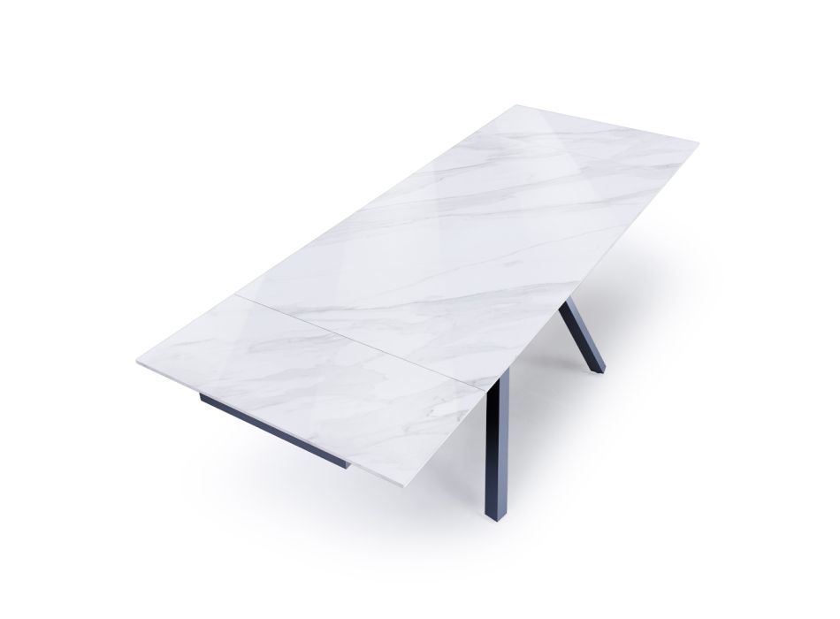 Extendable Table to 210 cm in Gray Steel and Ceramic - Canario Viadurini