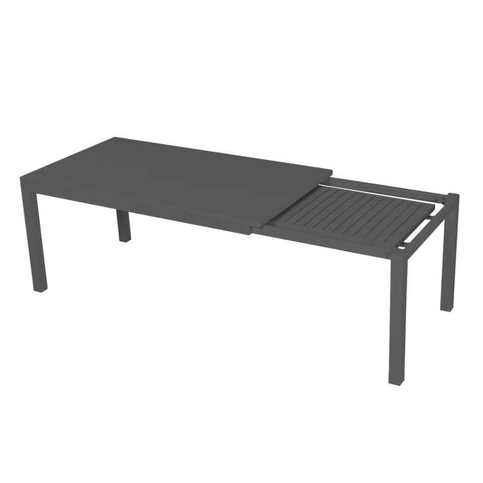 Extendable Table 220 cm in Anthracite Aluminum for the Garden - Scissors Viadurini