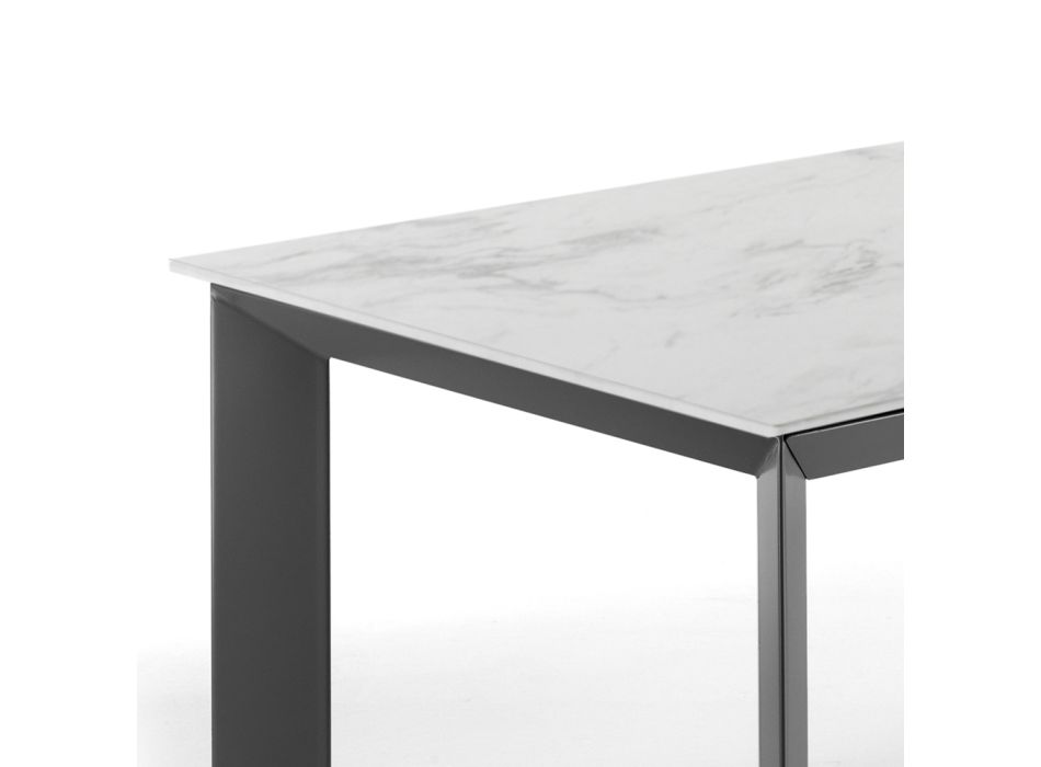 Extendable table to 220 cm in ceramic with marble finish - Berice Viadurini