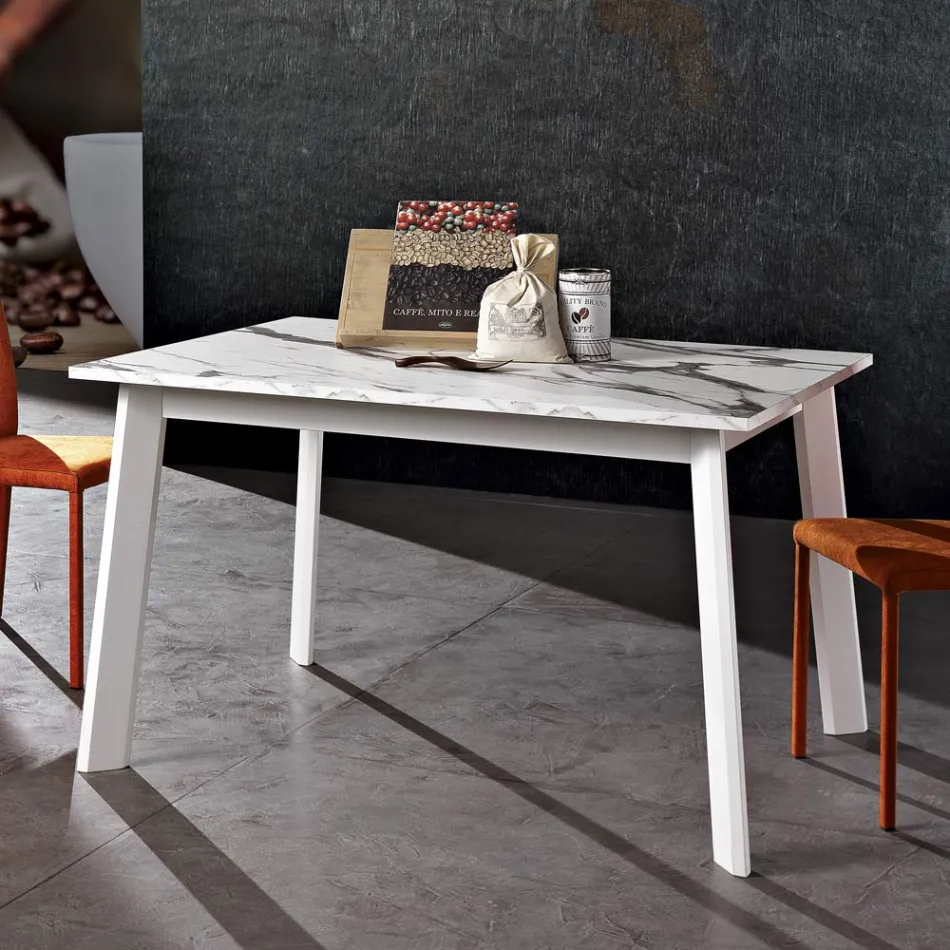 Extendable table to 220 cm in Beech and Melamine Made in Italy - Toles Viadurini