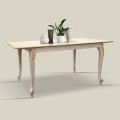 Extendable Table to 220 cm in White and Gold Wood Made in Italy - Luxury