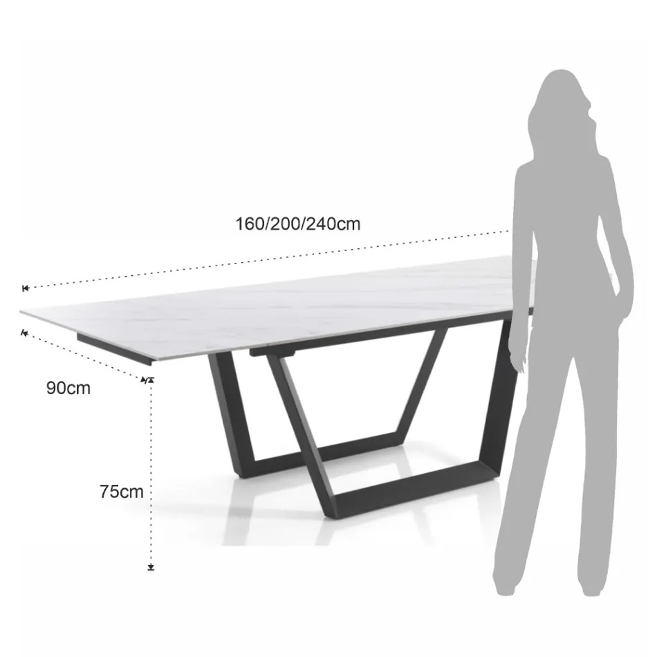 Extendable Table to 240 cm in Gray Steel - Bonito Viadurini