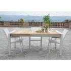 Extendable Table 240 cm in White Aluminum and Teak Top - Diary Viadurini