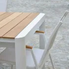Extendable Table 240 cm in White Aluminum and Teak Top - Diary Viadurini