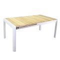 Extendable Table 240 cm in White Aluminum and Teak Top - Diary