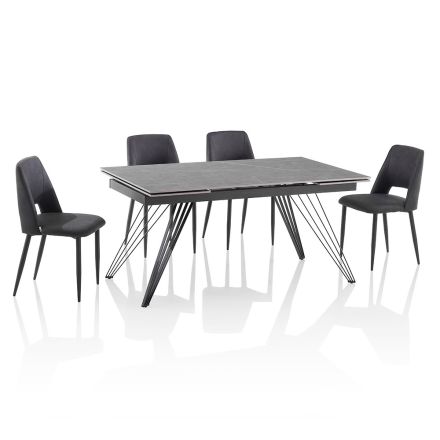 Extendable Ceramic Table to 240 cm with 4 Chairs - Aisha Viadurini