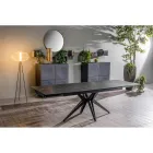 Extendable table to 240 cm in ceramic and metal base - Bouquet Viadurini