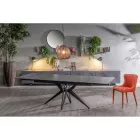 Extendable table to 240 cm in ceramic and metal base - Bouquet Viadurini