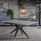 Extendable table to 240 cm in ceramic and metal base - Bouquet Viadurini