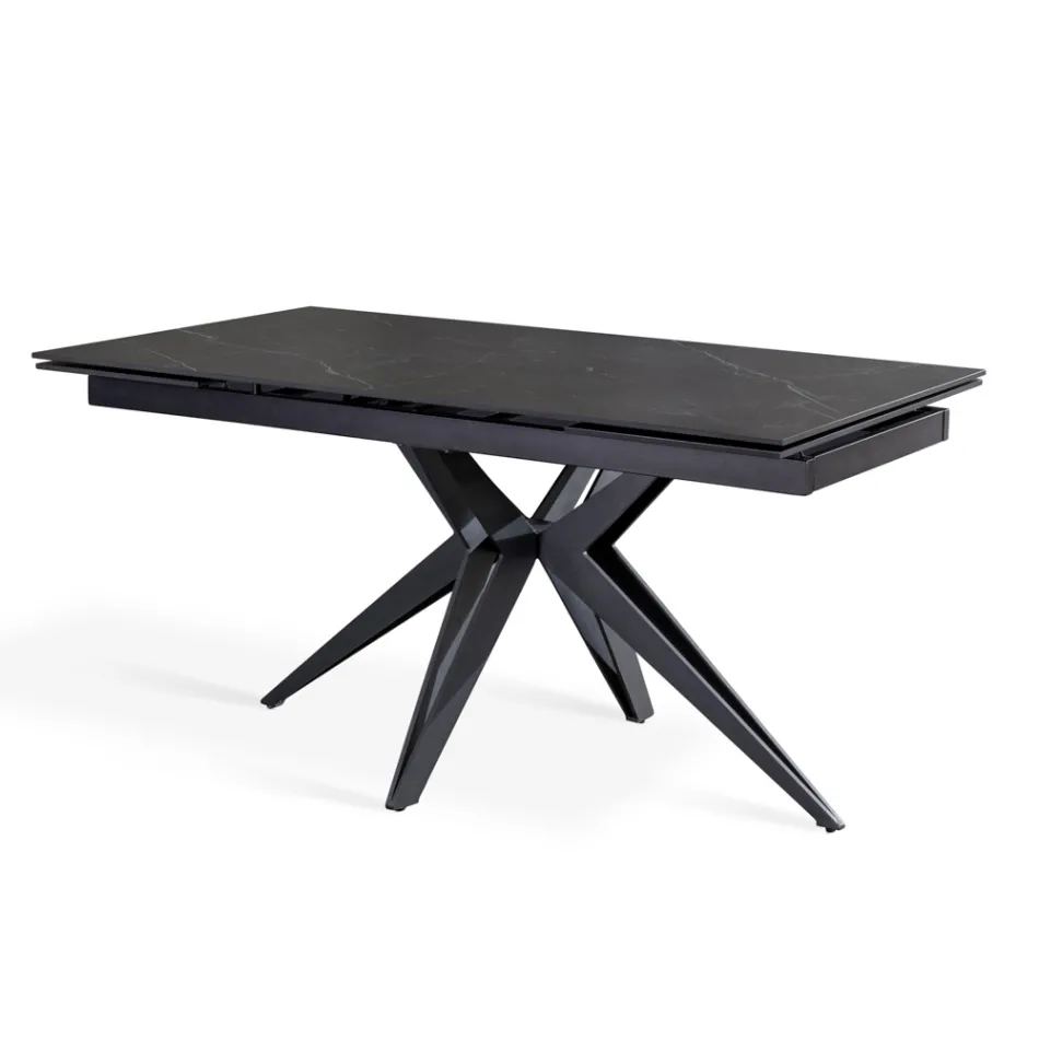 Extendable table to 240 cm in ceramic and metal base - Bouquet Viadurini